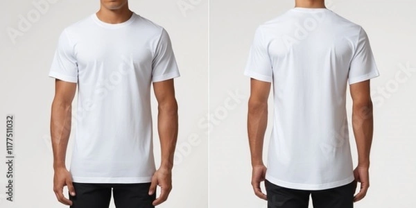 Fototapeta White T-Shirt Mockup Template Front and Back View for Design and Print Showcase