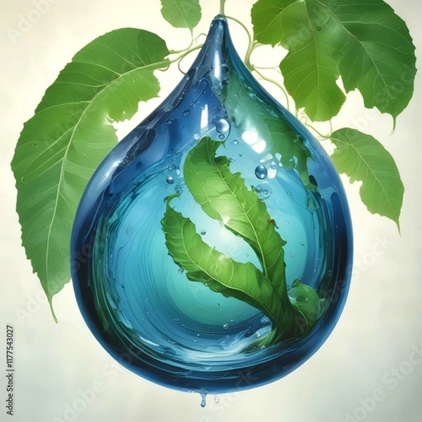 Obraz Illustration of water drop with eco friendly theme.