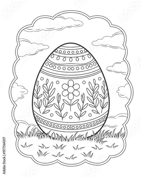 Obraz Easter egg coloring pages for kids, Happy easter day vector isolated on white background