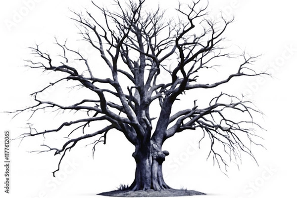 Fototapeta leafless old spooky tree isolated on white background PNG.AI GENERATED