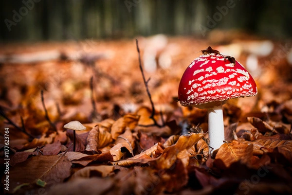Obraz red mushroom in the forest