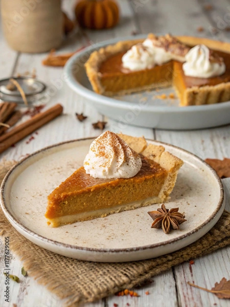 Obraz Whipped Cream on Pumpkin Pie