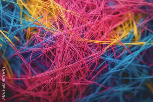 Fototapeta Abstract social connect line data tangle colorfully to create a connection.