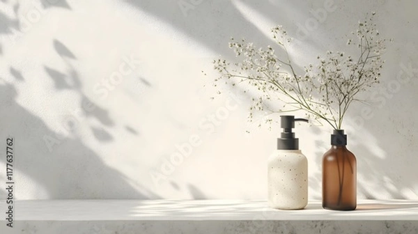Fototapeta High quality mockup design set against a soft textured background, highlighting product details