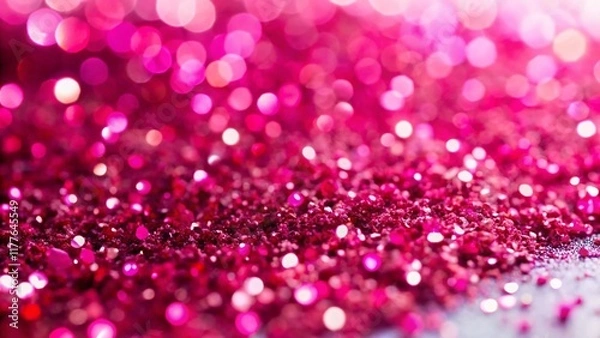 Fototapeta Pink Glitter Texture Isolated on White Background – Sparkling Shimmering Dust