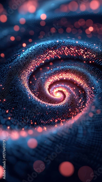 Fototapeta mesmerizing spiral of glowing particles creates cosmic illusion
