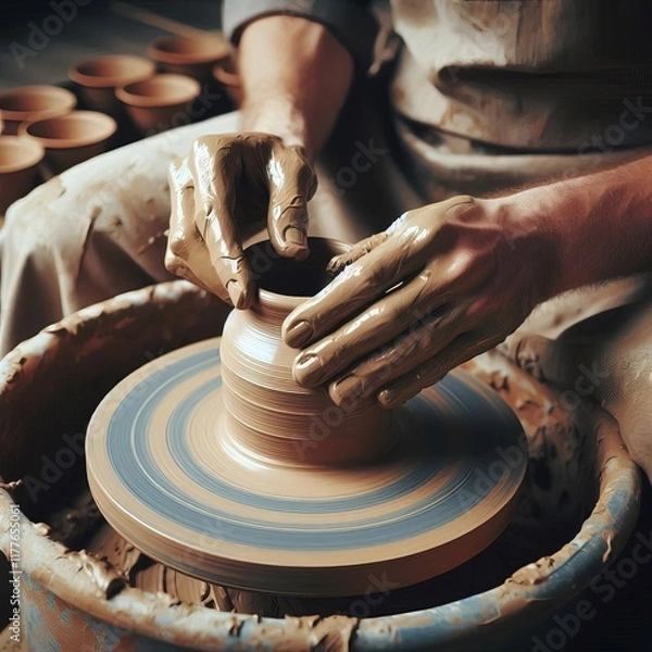 Fototapeta 93 A potter shaping clay on a wheel Izobrajenie 3 iz 4