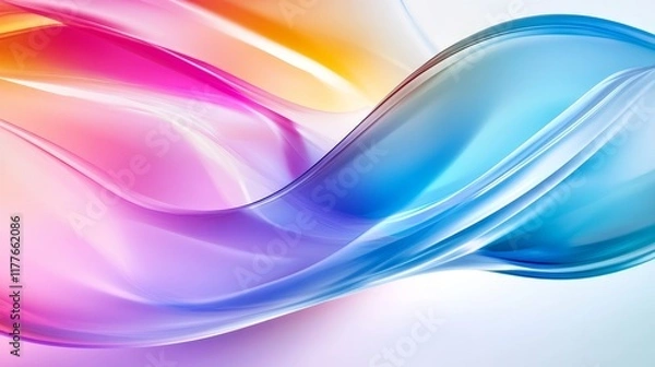 Fototapeta Colorful Abstract Wave Design - Fluid, vibrant, dynamic, swirling, colorful abstract art. Symbolizes energy, motion, flow, and transformation.