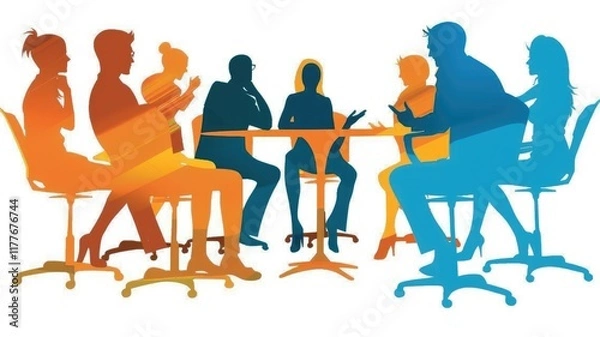 Fototapeta Indoor of meeting room in office for teamwork of business. Conference to decide vision for management strategy or successful investment company. Businessman workplace for commercial governance. AIG53.