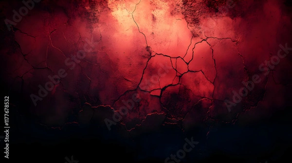 Fototapeta Dark Red Cracked Wall Abstract Background Image