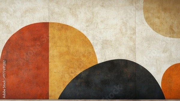 Fototapeta Abstract Wall Art Featuring Geometric Shapes and Earthy Tones