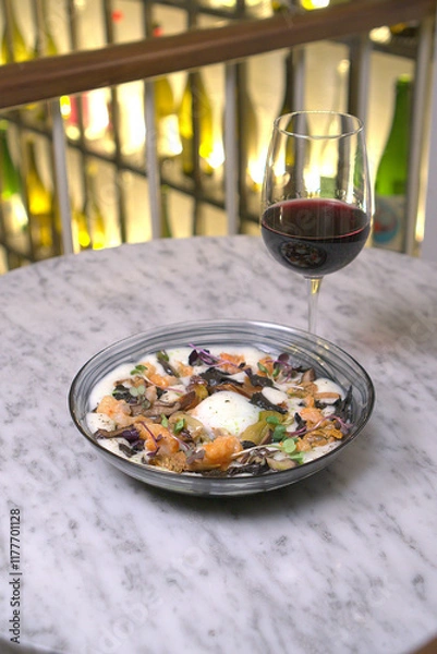 Obraz  Elegant Gourmet Dish with Red Wine