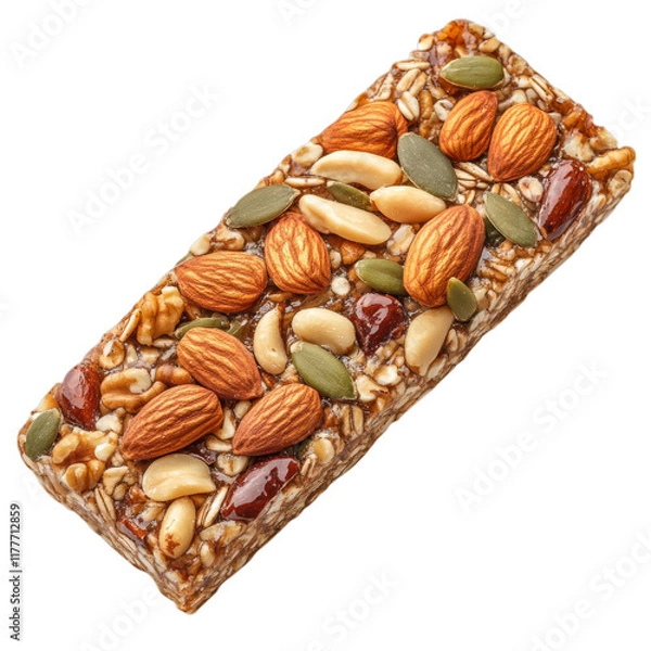 Obraz Delicious and Nutritious Granola Bar Packed with Almonds, Seeds, and Natural Ingredients for a Healthy Snack