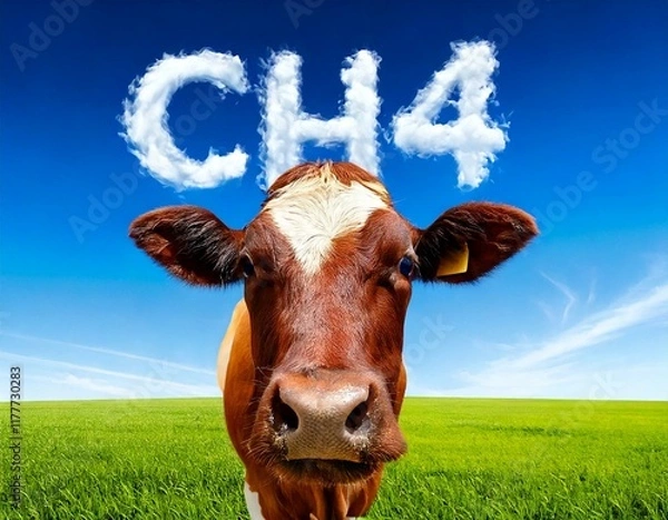 Obraz Methane Emissions from Cows: The Environmental Impact of CH4 in the Atmosphere