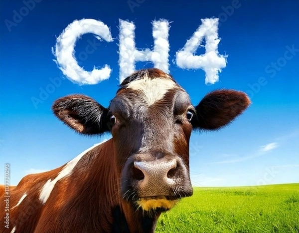 Obraz Methane Emissions from Cows: The Environmental Impact of CH4 in the Atmosphere