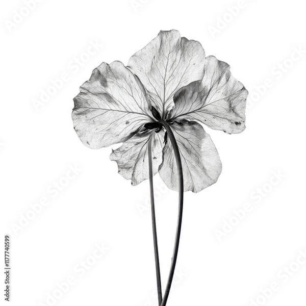 Fototapeta Wild Lettuce wild flower in black and white color on transparent background