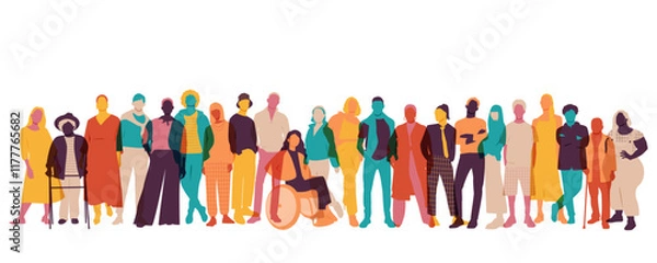 Obraz Different people stand side by side together.