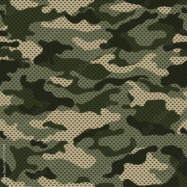 Fototapeta Green camouflage military pattern. Khaki camouflage pattern for clothing design.	