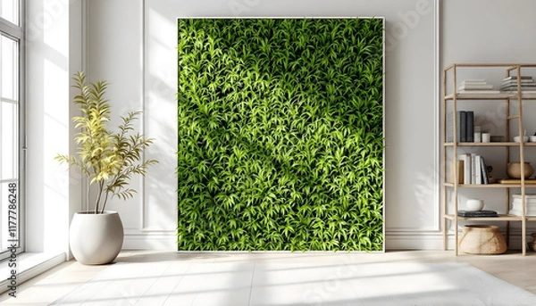 Fototapeta Lush Green Grass Wall Art Perfect for Contemporary Interiors Offering a Textured Natural Look That Enhances Minimalistic Spaces
