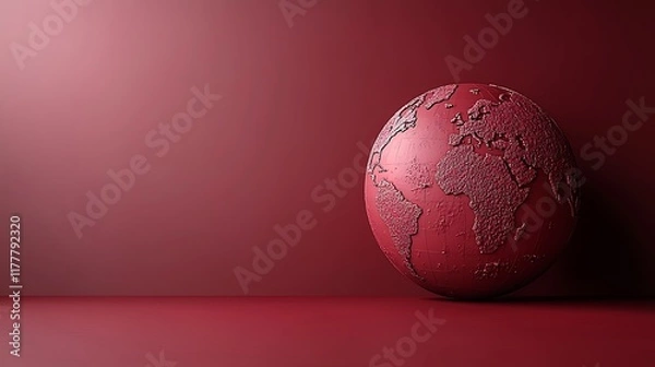 Fototapeta Red globe on red background; global issues concept.