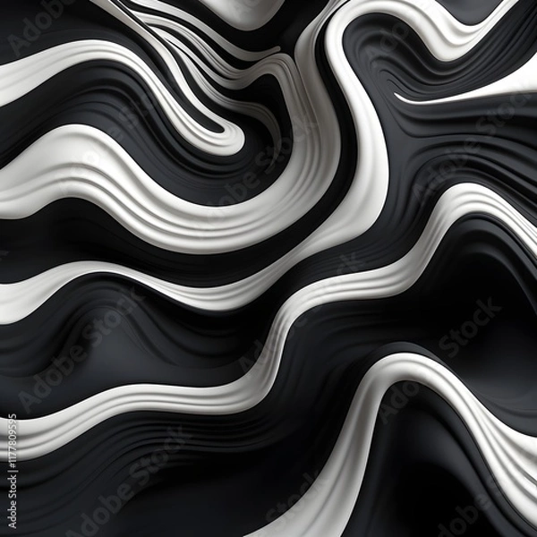 Obraz Background abstract black and white swirled, lines geometry