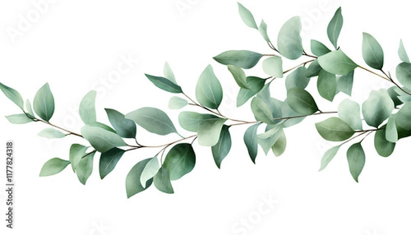Fototapeta A bunch of eucalyptus leaves on a transparent background in PNG