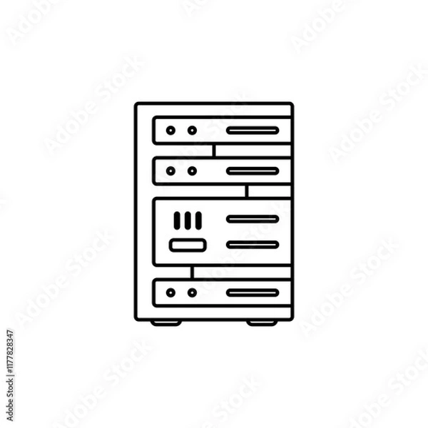 Fototapeta Outline Server Rack icon for physical server storage systems.