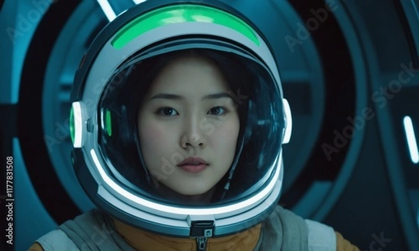 Fototapeta 우주복을 입은 한국소녀 아름답다