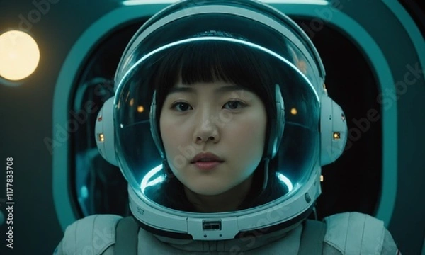 Fototapeta 우주복을 입은 한국소녀 아름답다