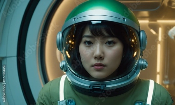 Fototapeta 우주복을 입은 한국소녀 아름답다