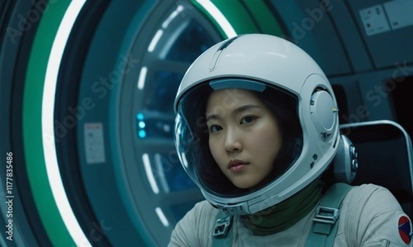 Fototapeta 우주복을 입은 한국소녀 아름답다