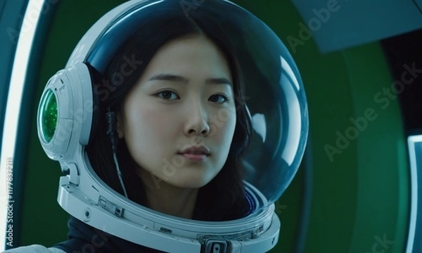Fototapeta 우주복을 입은 한국소녀 아름답다