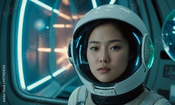 Fototapeta 우주복을 입은 한국소녀 아름답다
