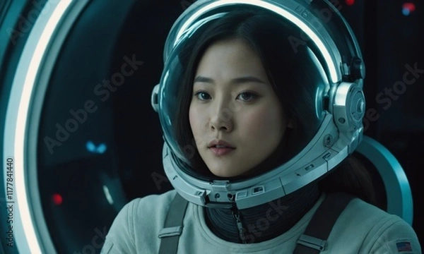 Fototapeta 우주복을 입은 한국소녀 아름답다