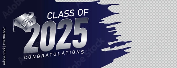 Fototapeta Senior Class Of 2025 Invitation Card Template. Congratulations on Graduation 2025 with Academic Cap. Congratulations graduate greeting ceremony background design