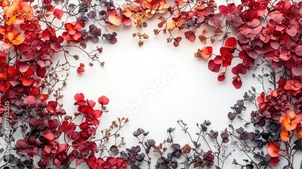 Fototapeta Intricate Floral Arrangement with Metal Layered Frame on White Background