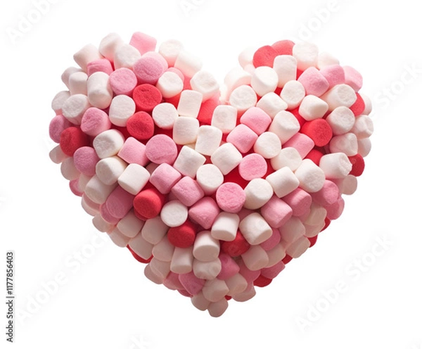 Obraz Heart shaped candies isolated. Marshmallow Heart on Transparent Background - Sweet Valentine's Day Greeting or Decoration.