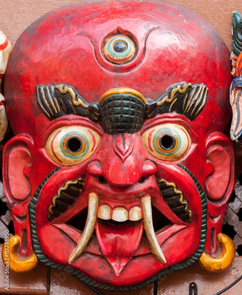 Obraz  A traditional Buddhist demon mask in Swayambhunath, Nepal 