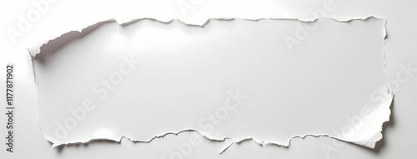 Fototapeta White torn paper banner on a white background with copy space