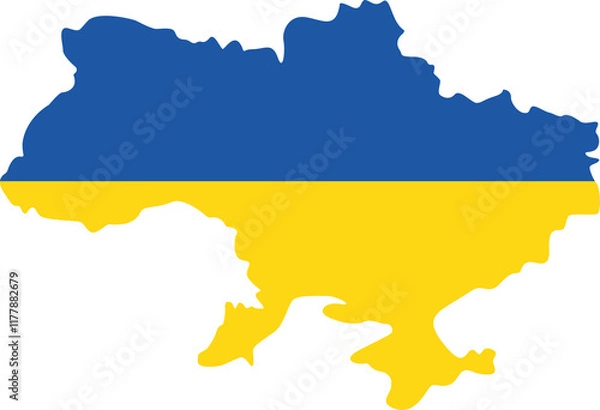 Fototapeta Illustration of Ukrainian map isolated on white background for your design with nationalc colour blue anr yellow. Stop war in Ukraine. Stand with Ukraine.	