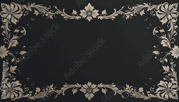 Fototapeta Ornate Black Damask Frame Vector Design Flourish