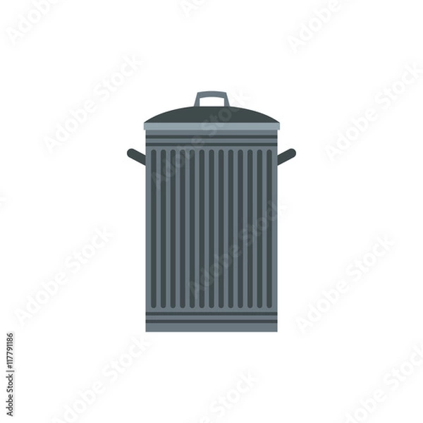 Fototapeta Trash can icon in flat style isolated on white background