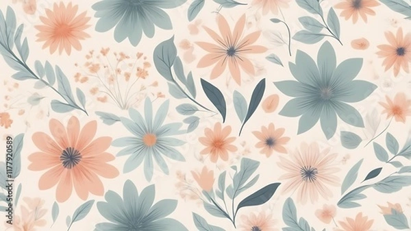 Fototapeta a beautiful floral pattern with a soft, muted color palette