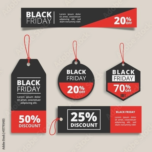 Fototapeta Black friday tags collection