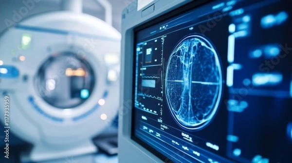 Fototapeta Medical Imaging Technology: Advanced Brain Scan in Action
