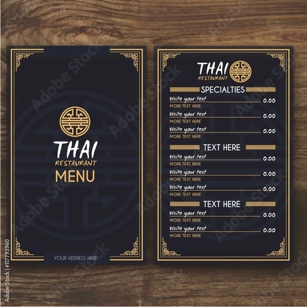 Fototapeta Thai menu template