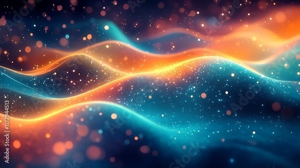 Fototapeta Abstract Waves of Light and Glowing Particles