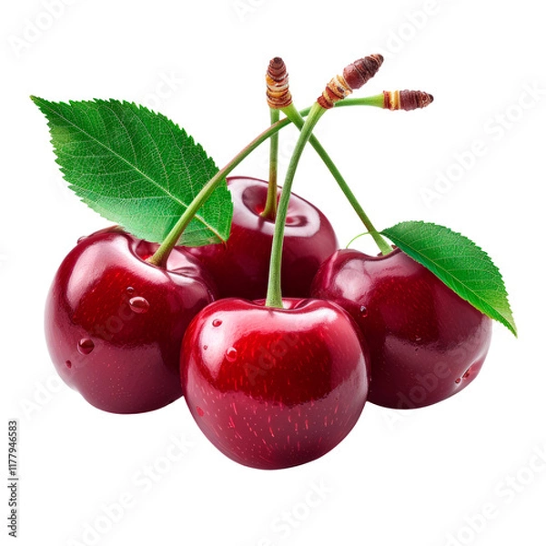 Fototapeta Cherry, isolated on transparent background. PNG element.