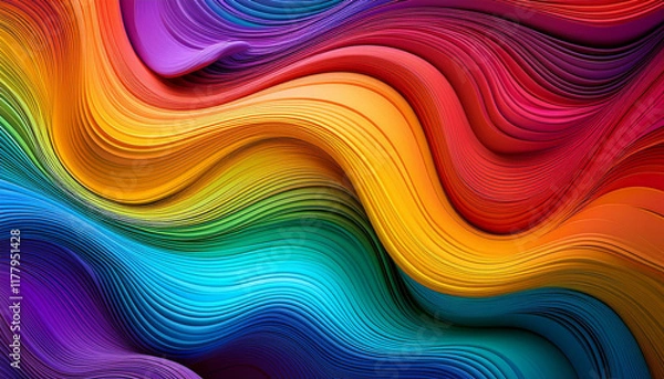 Fototapeta vibrant multicolored summary design with flowing wave styles in a easy gradient of colours