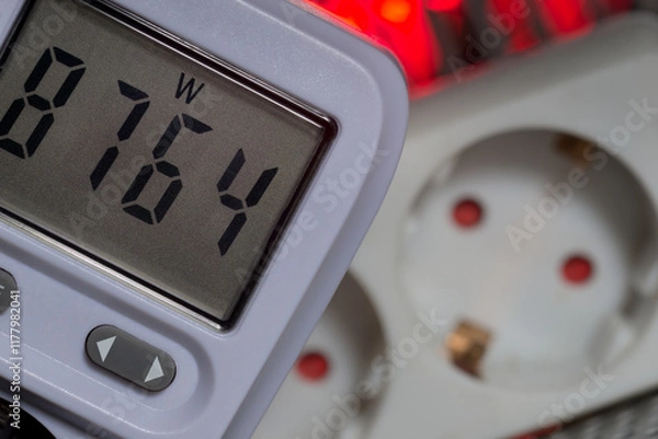 Obraz Wattmesser an Steckdose prüfen Leistung Strom Watt Verbrauch